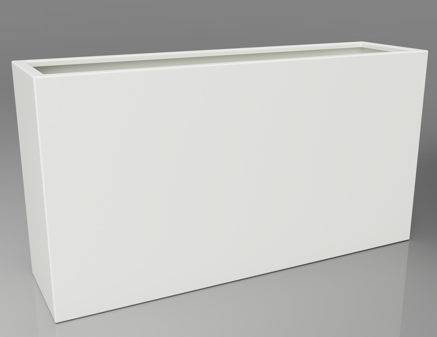 1500mm British manufactured tall trough metal planter in RAL9016 White, suitable for indoor and outdoor use.