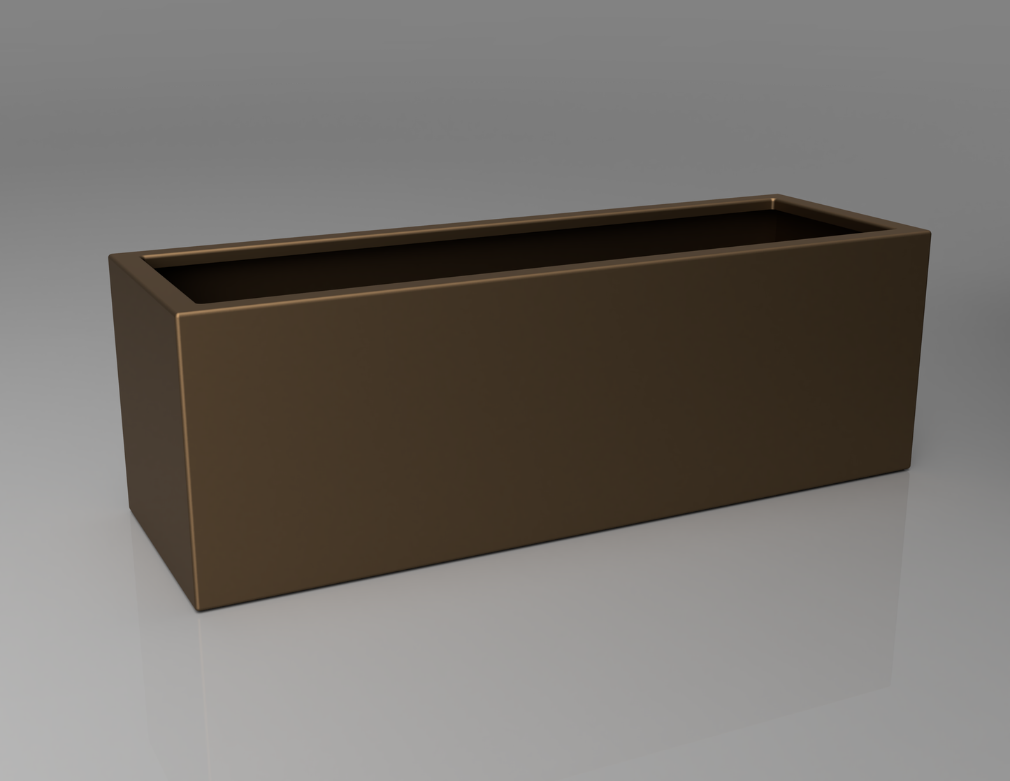 1200mm British manufactured trough metal planter in special effect Bronze, suitable for indoor and outdoor use.