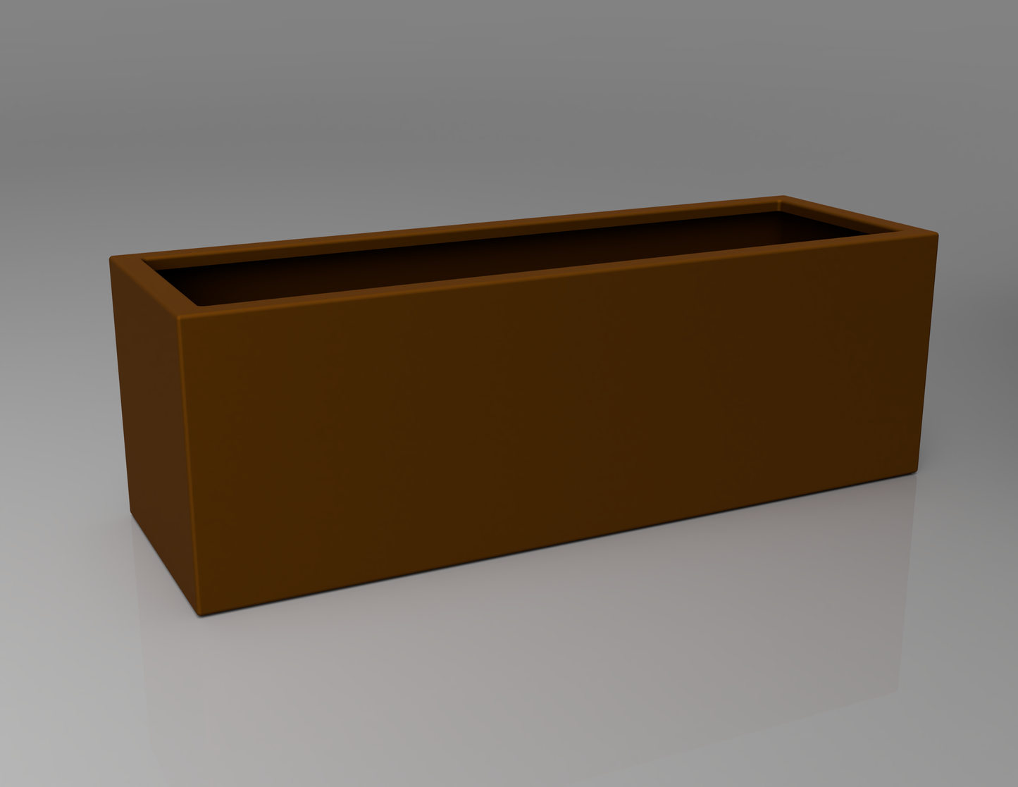 1200mm British manufactured trough metal planter in special effect Faux Corten, suitable for indoor and outdoor use.