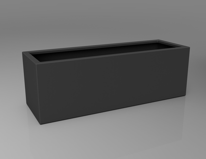 1200mm British manufactured trough metal planter in special effect Manganese, suitable for indoor and outdoor use.