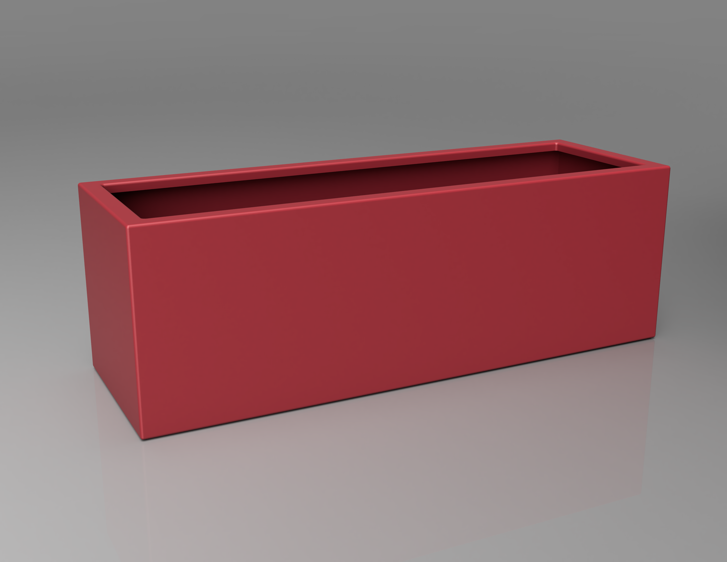 1200mm British manufactured trough metal planter in RAL3028 Red, suitable for indoor and outdoor use.