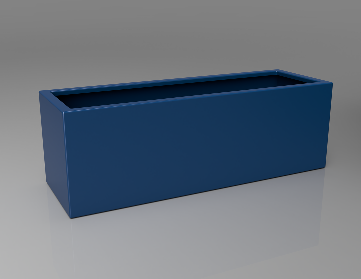 1200mm British manufactured trough metal planter in RAL5010 Blue, suitable for indoor and outdoor use.