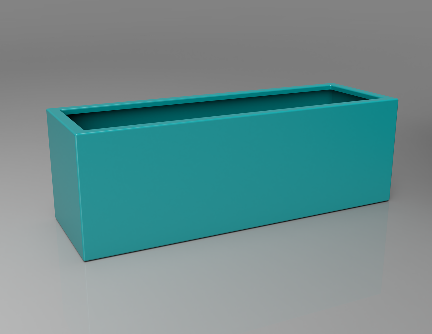 1200mm British manufactured trough metal planter in RAL5018 Turquoise, suitable for indoor and outdoor use.