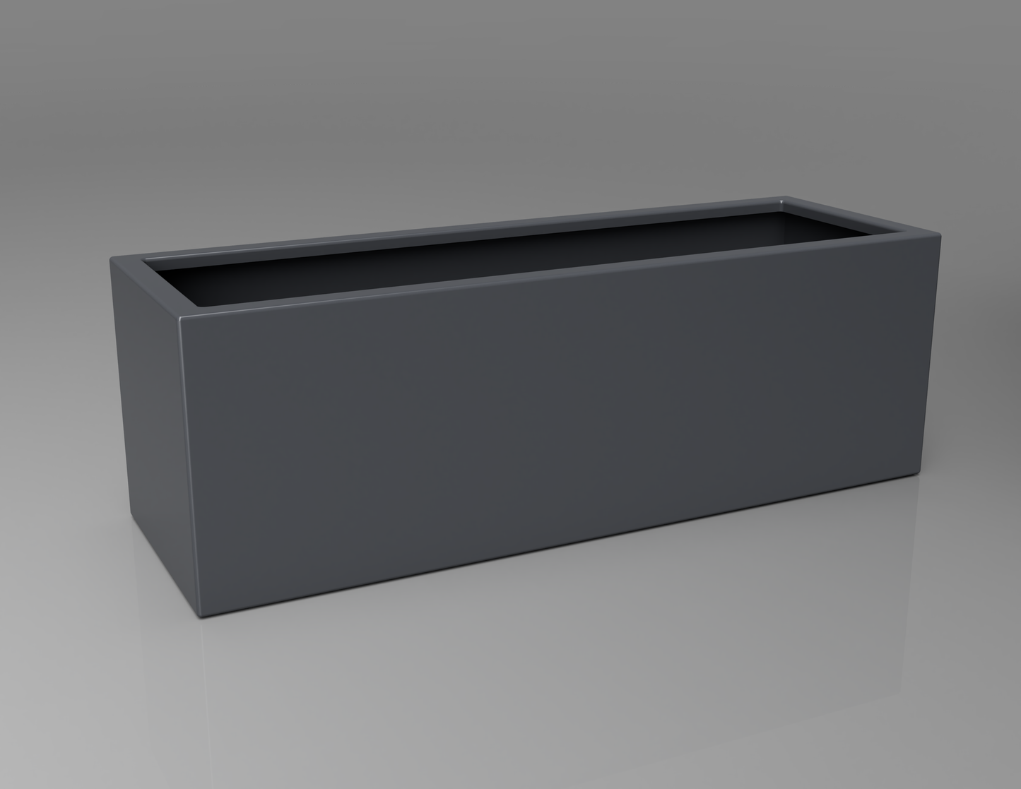 1200mm British manufactured trough metal planter in RAL7015 Slate Grey, suitable for indoor and outdoor use.