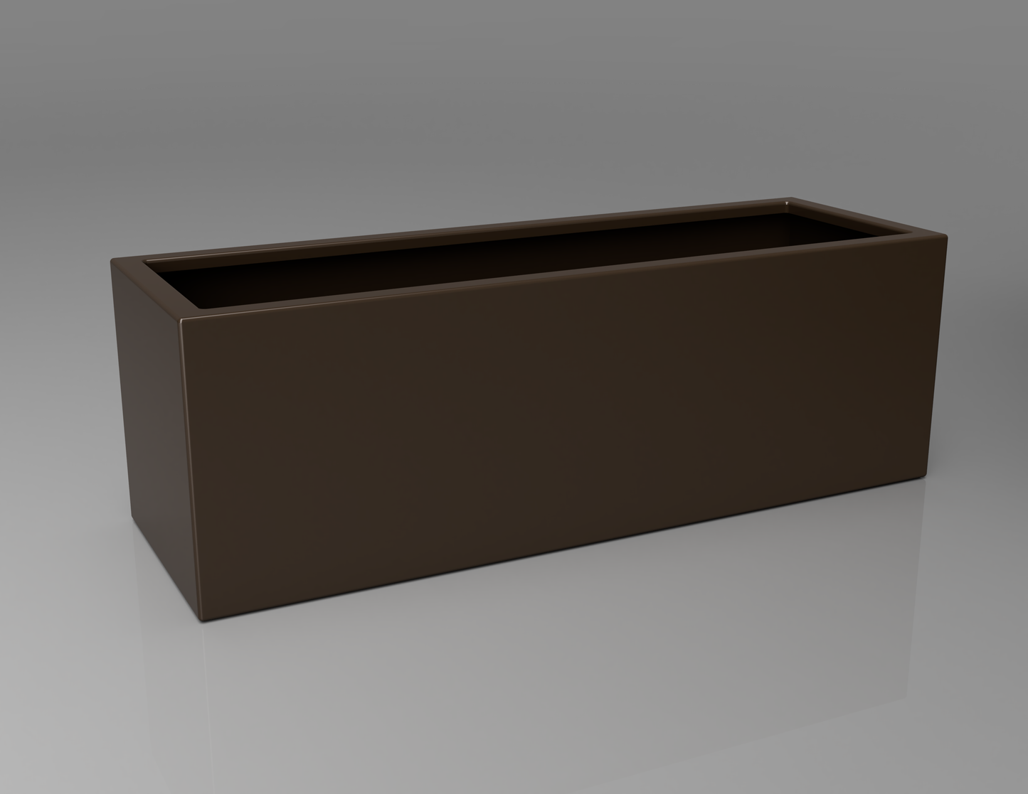 1200mm British manufactured trough metal planter in RAL8014 Brown, suitable for indoor and outdoor use.
