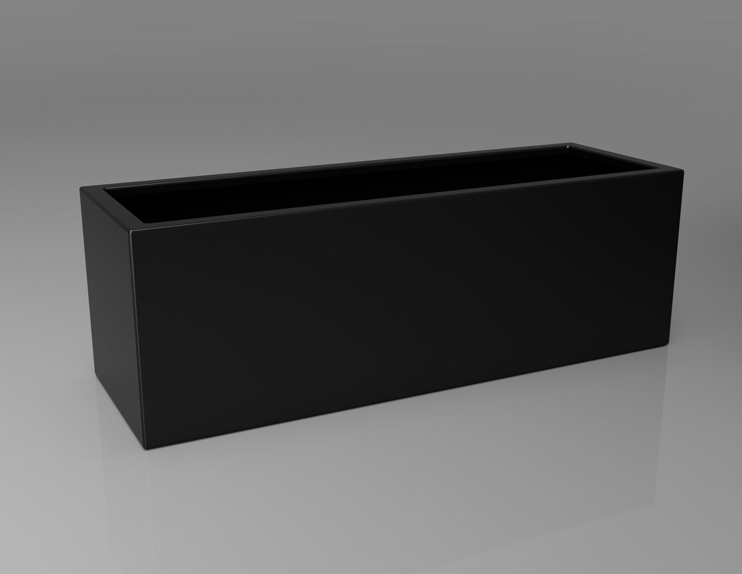 1200mm British manufactured trough metal planter in RAL9004 Black, suitable for indoor and outdoor use.