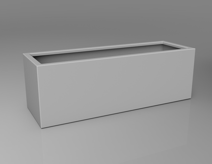 1200mm British manufactured trough metal planter in RAL9006 Silver, suitable for indoor and outdoor use.