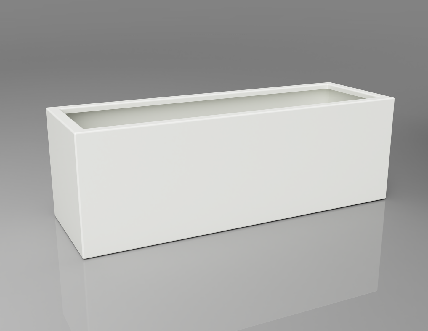1200mm British manufactured trough metal planter in RAL9016 White, suitable for indoor and outdoor use.