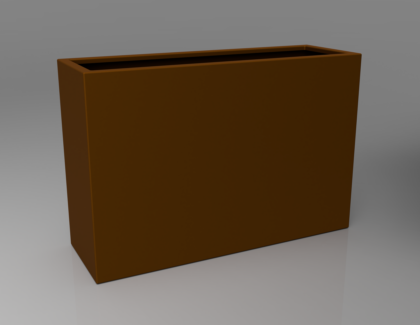 1200mm British manufactured tall trough metal planter in special effect Faux Corten, suitable for indoor and outdoor use.