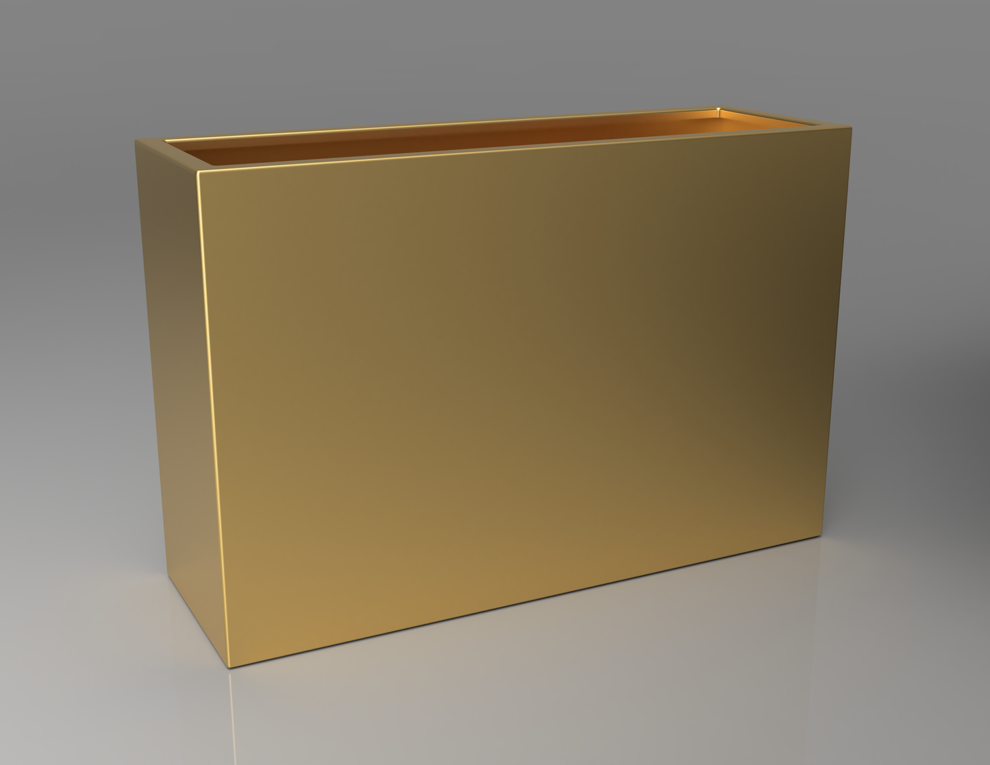 1200mm British manufactured tall trough metal planter in special effect Gold, suitable for indoor and outdoor use.