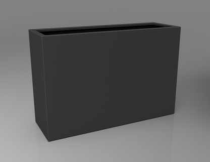 1200mm British manufactured tall trough metal planter in special effect Manganese, suitable for indoor and outdoor use.