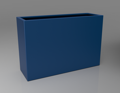 1200mm British manufactured tall trough metal planter in RAL5010 Blue, suitable for indoor and outdoor use.