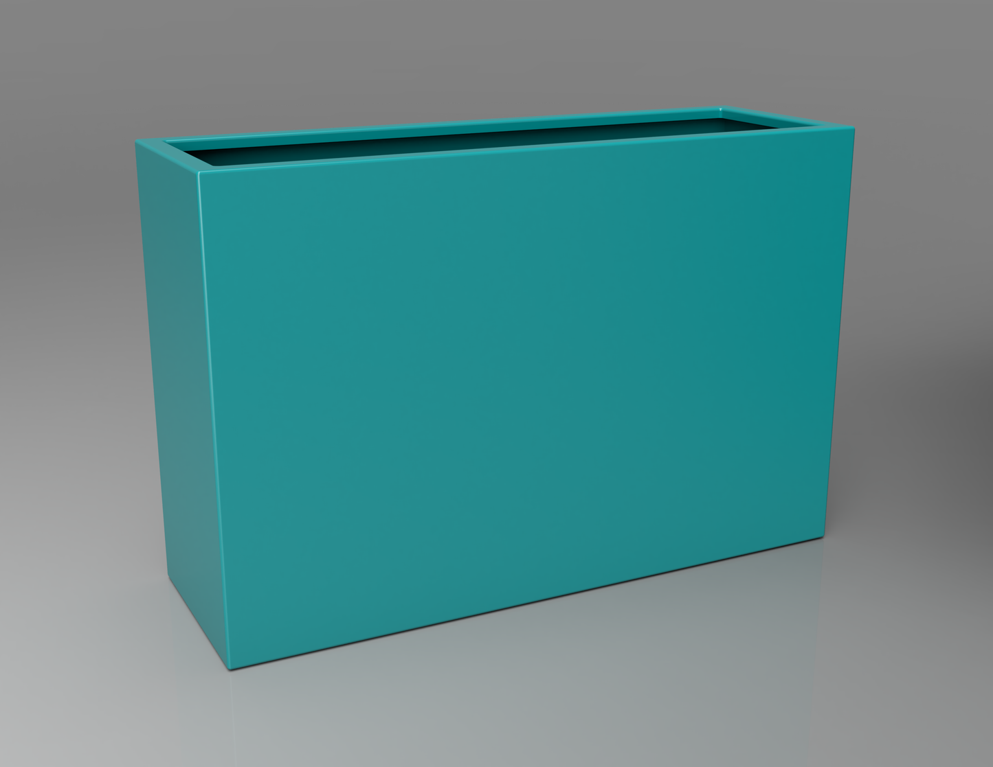 1200mm British manufactured tall trough metal planter in RAL5018 Turquoise, suitable for indoor and outdoor use.