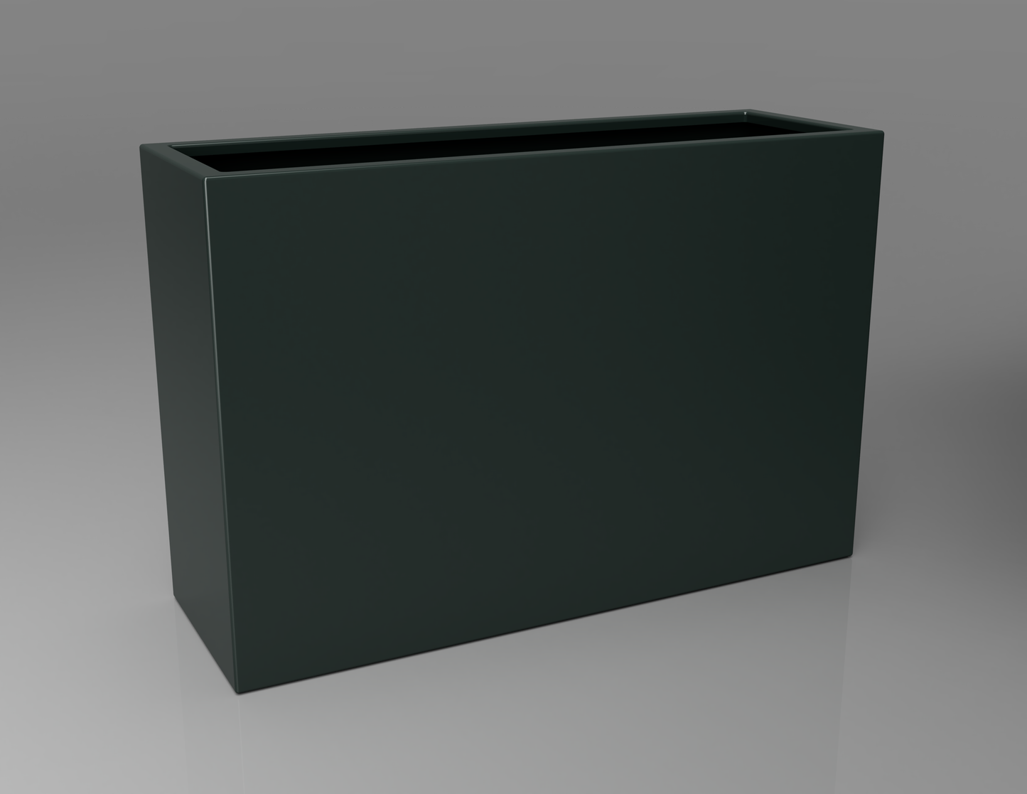 1200mm British manufactured tall trough metal planter in RAL6012 Black Green, suitable for indoor and outdoor use.