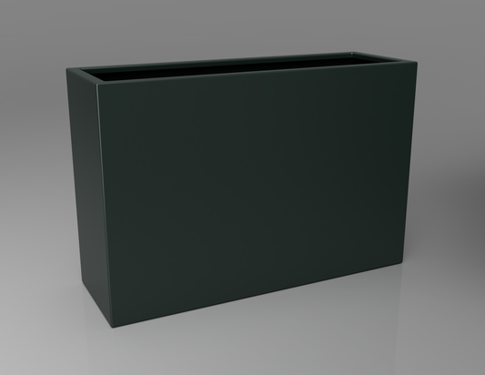 1200mm British manufactured tall trough metal planter in RAL6012 Black Green, suitable for indoor and outdoor use.