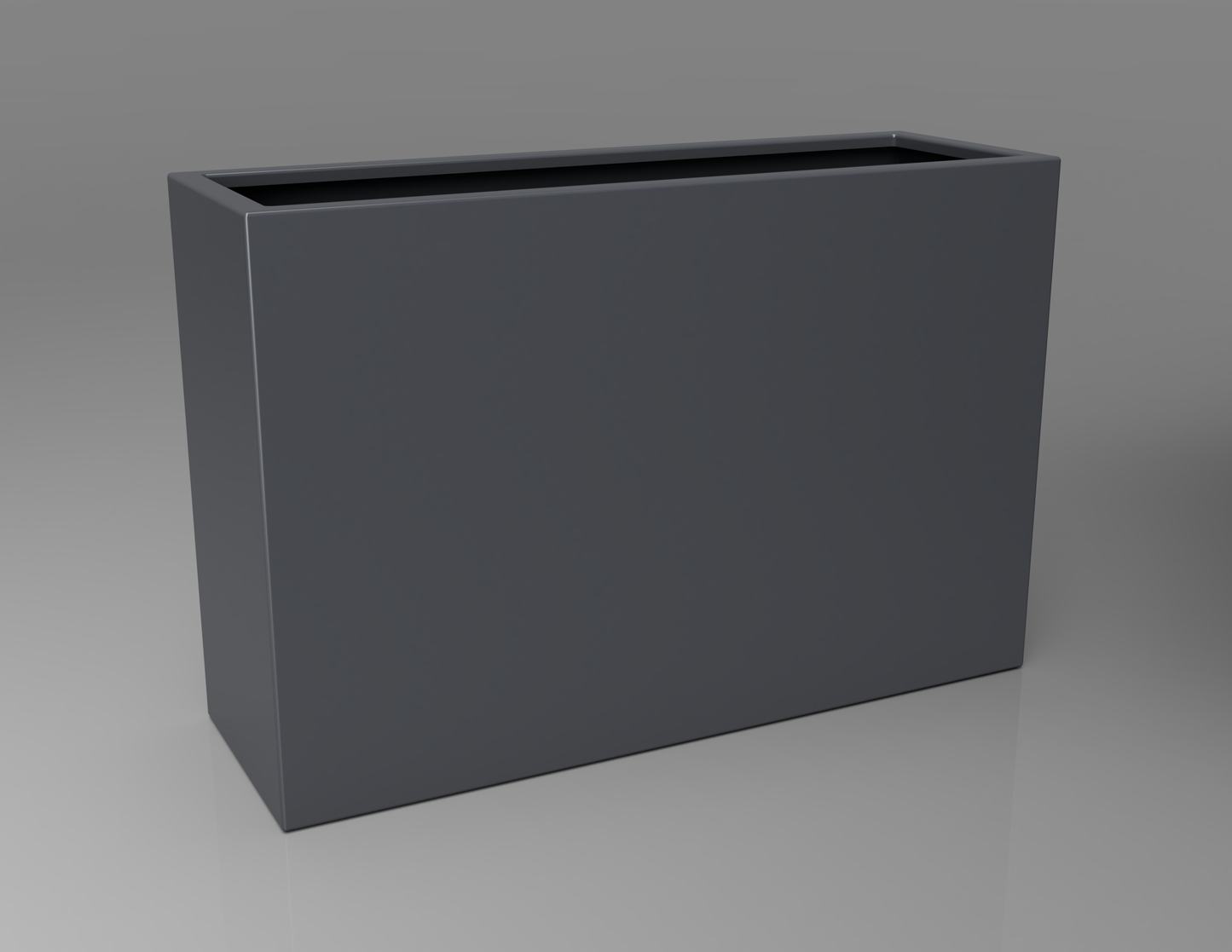 1200mm British manufactured tall trough metal planter in RAL7015 Slate Grey, suitable for indoor and outdoor use.