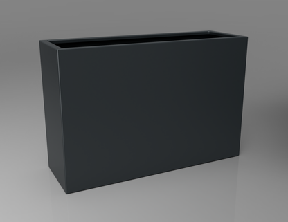1200mm British manufactured tall trough metal planter in RAL7016 Anthracite Grey, suitable for indoor and outdoor use.