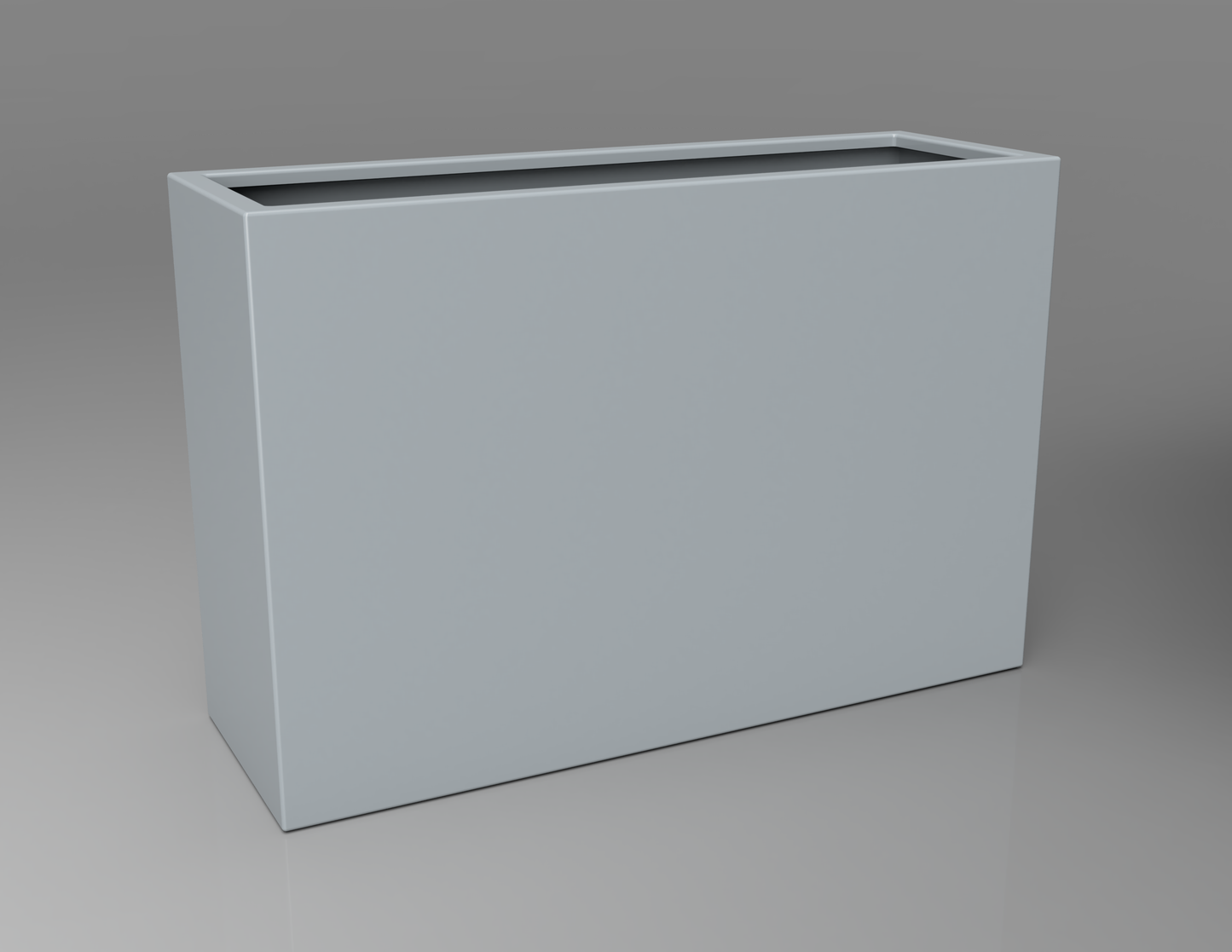 1200mm British manufactured tall trough metal planter in RAL7040 Window Grey, suitable for indoor and outdoor use.