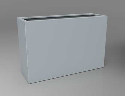 1200mm British manufactured tall trough metal planter in RAL7040 Window Grey, suitable for indoor and outdoor use.
