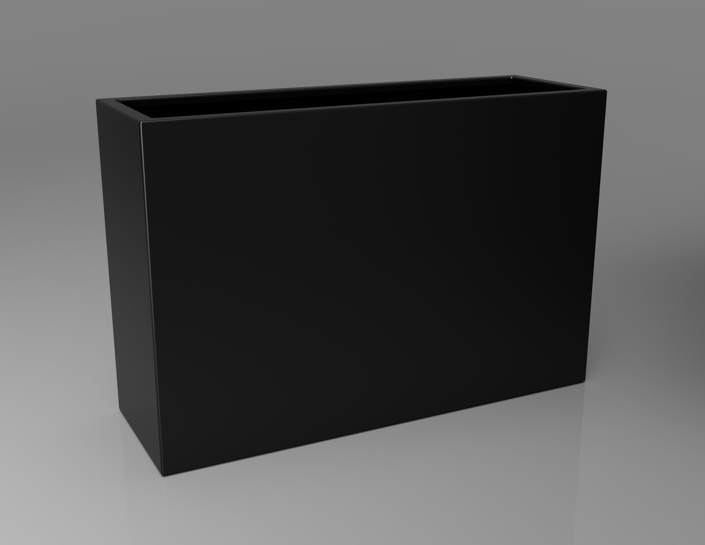 1200mm British manufactured tall trough metal planter in RAL9004 Black, suitable for indoor and outdoor use.