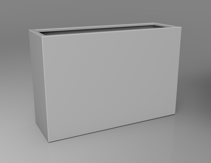 1200mm British manufactured tall trough metal planter in RAL9006 Silver, suitable for indoor and outdoor use.
