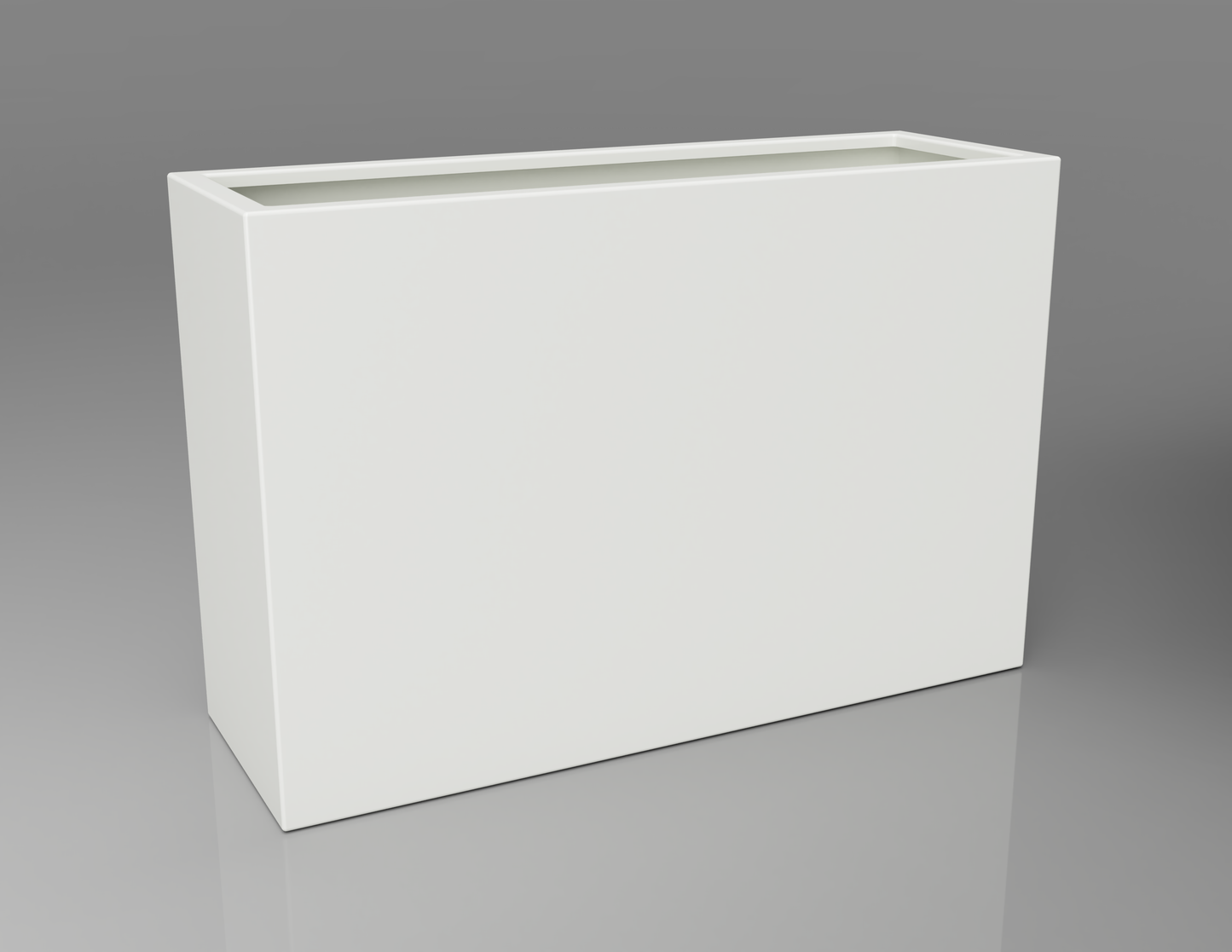 1200mm British manufactured tall trough metal planter in RAL9016 White, suitable for indoor and outdoor use.