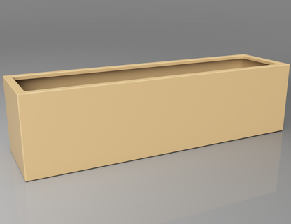 1500mm British manufactured trough metal planter in RAL1001 Beige, suitable for indoor and outdoor use.