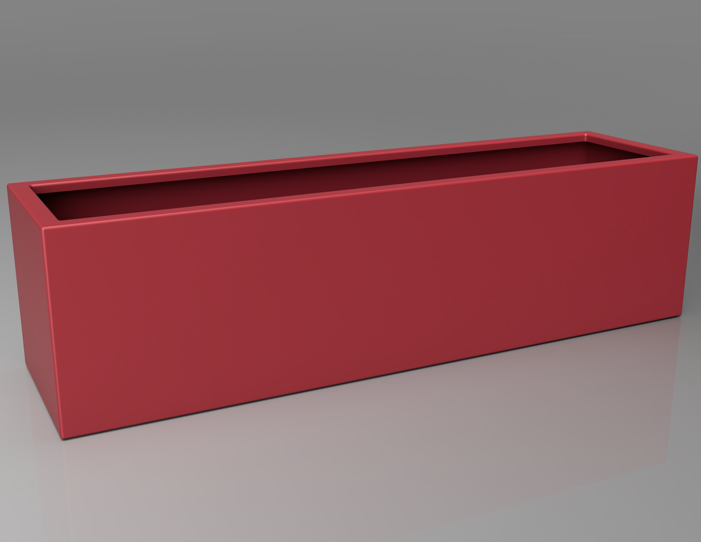 1500mm British manufactured trough metal planter in RAL3028 Red, suitable for indoor and outdoor use.