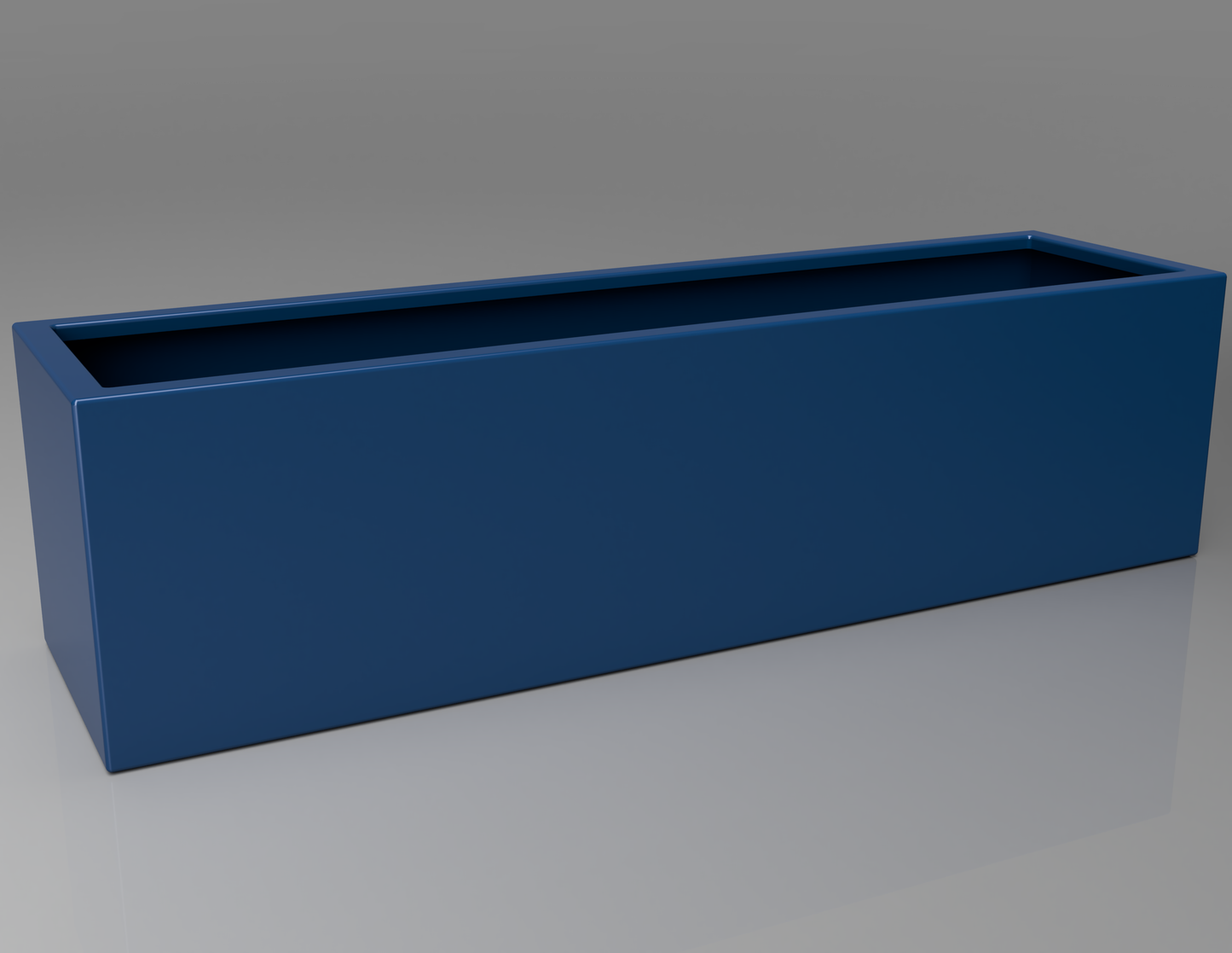 1500mm British manufactured trough metal planter in RAL5010 Blue, suitable for indoor and outdoor use.