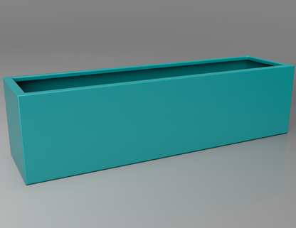 1500mm British manufactured trough metal planter in RAL5018 Turquoise, suitable for indoor and outdoor use.