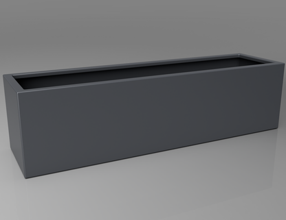 1500mm British manufactured trough metal planter in RAL7015 Slate Grey, suitable for indoor and outdoor use.