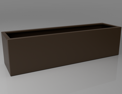 1500mm British manufactured trough metal planter in RAL8014 Brown, suitable for indoor and outdoor use.