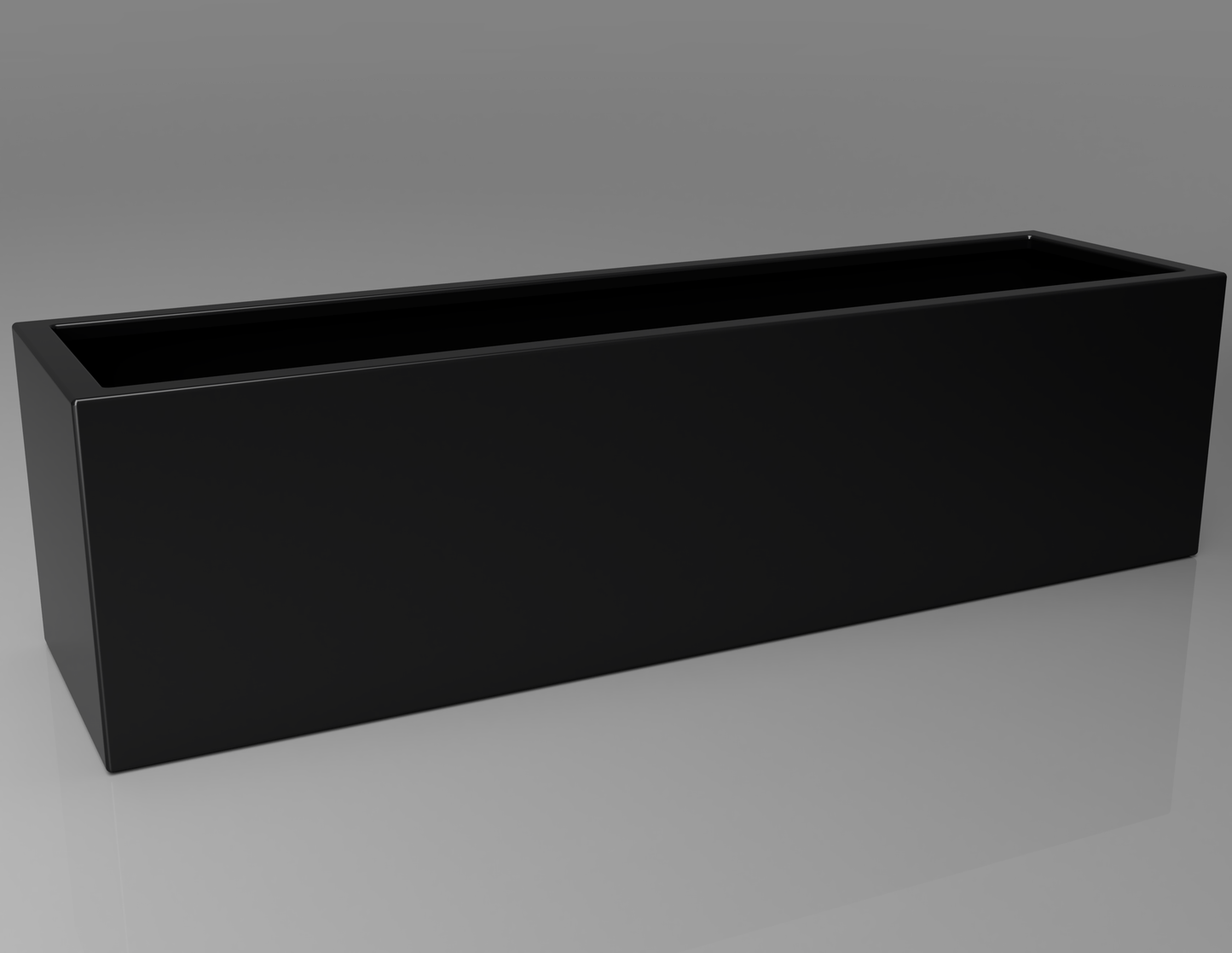 1500mm British manufactured trough metal planter in RAL9004 Black, suitable for indoor and outdoor use.