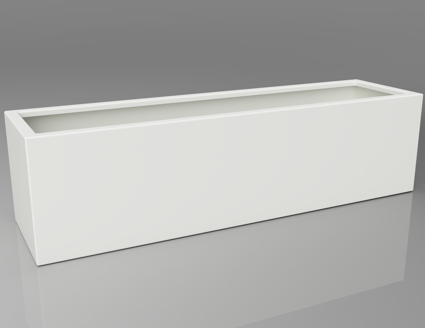 1500mm British manufactured trough metal planter in RAL9016 White, suitable for indoor and outdoor use.