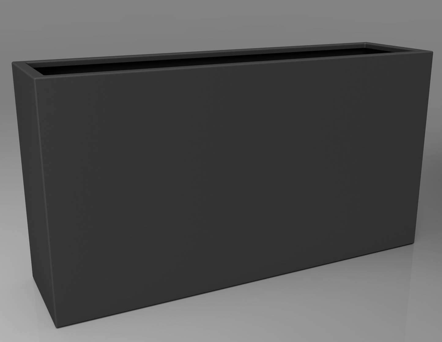 1500mm British manufactured tall trough metal planter in special effect Manganese, suitable for indoor and outdoor use.