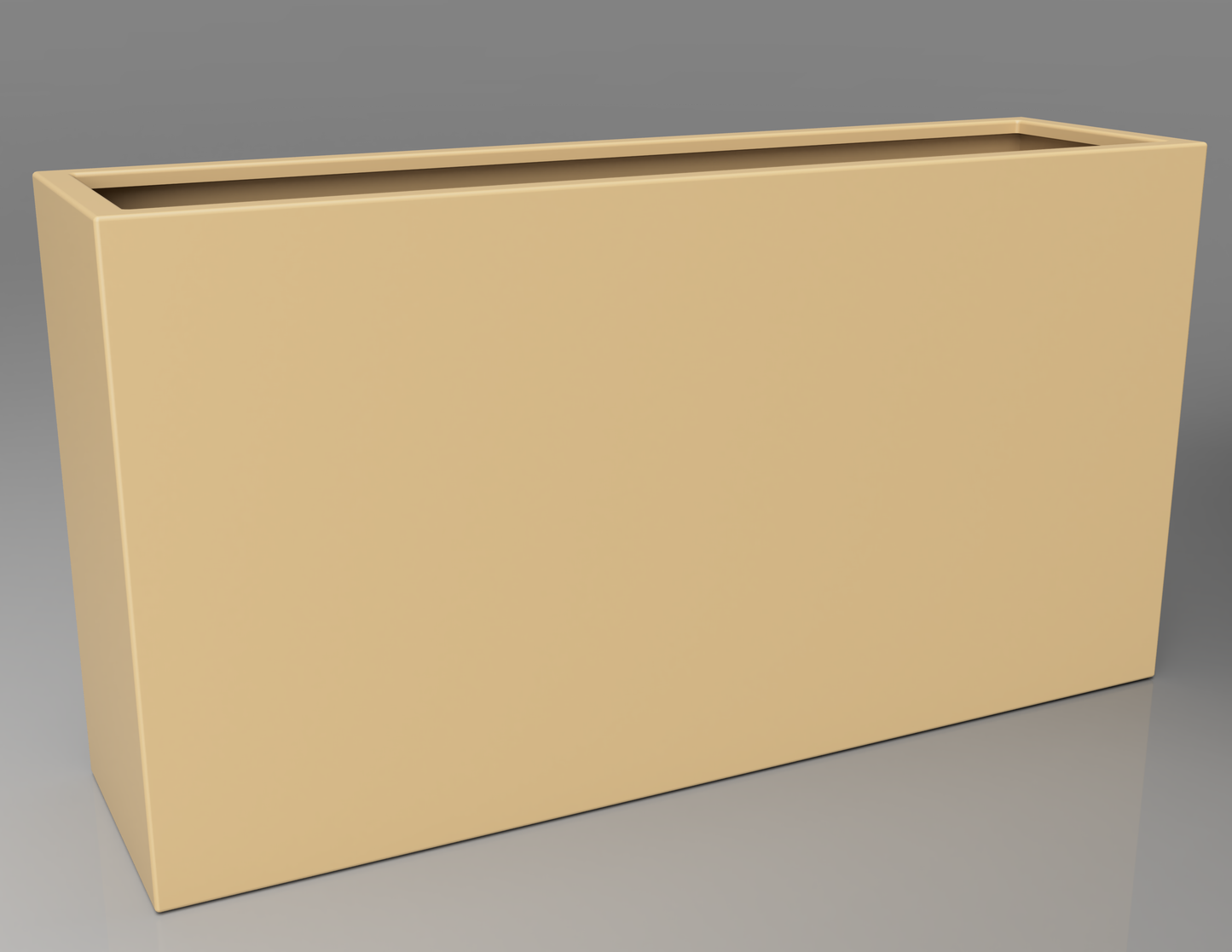 1500mm British manufactured tall trough metal planter in RAL1001 Beige, suitable for indoor and outdoor use.