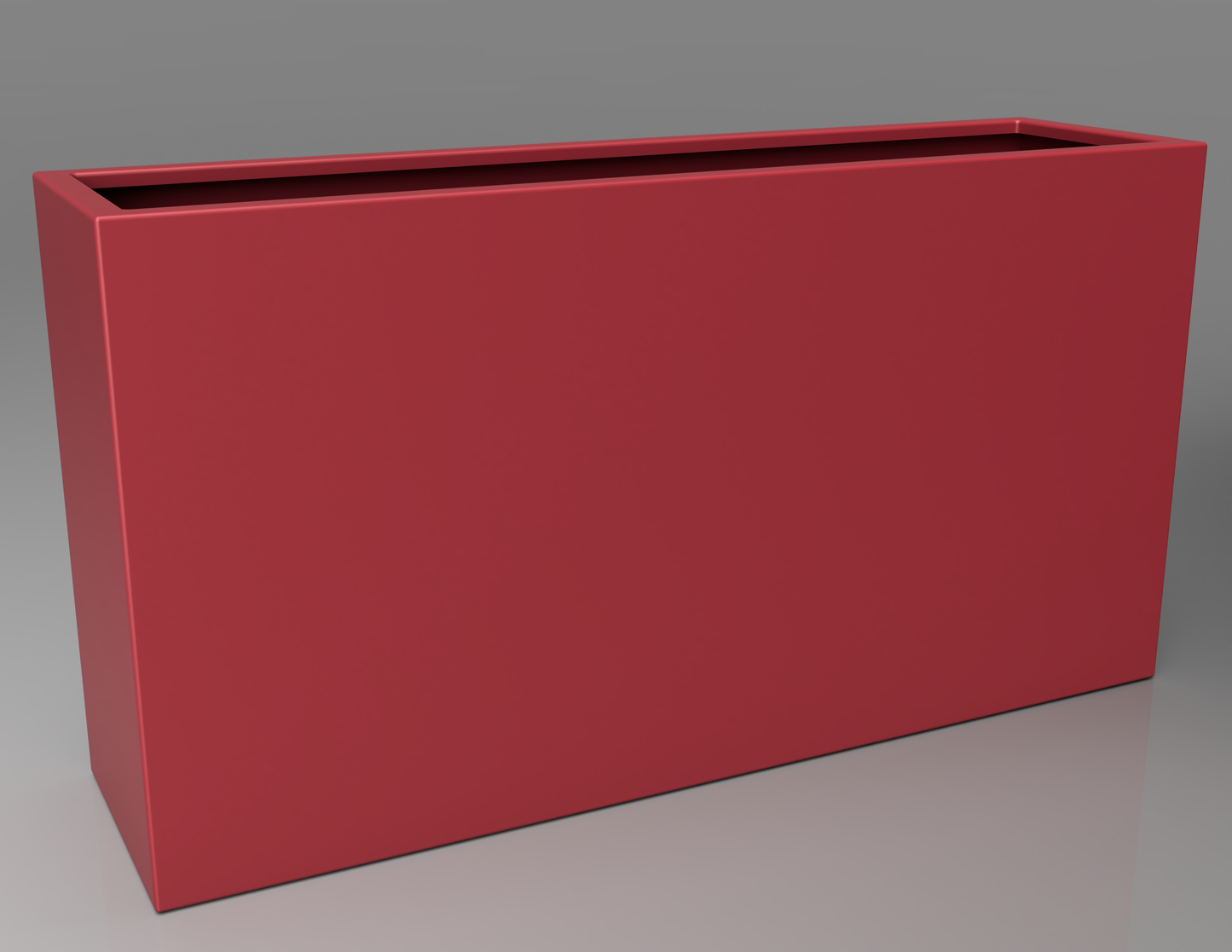 1500mm British manufactured tall trough metal planter in RAL3028 Red, suitable for indoor and outdoor use.