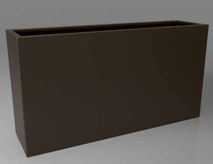 1500mm British manufactured tall trough metal planter in RAL8014 Brown, suitable for indoor and outdoor use.