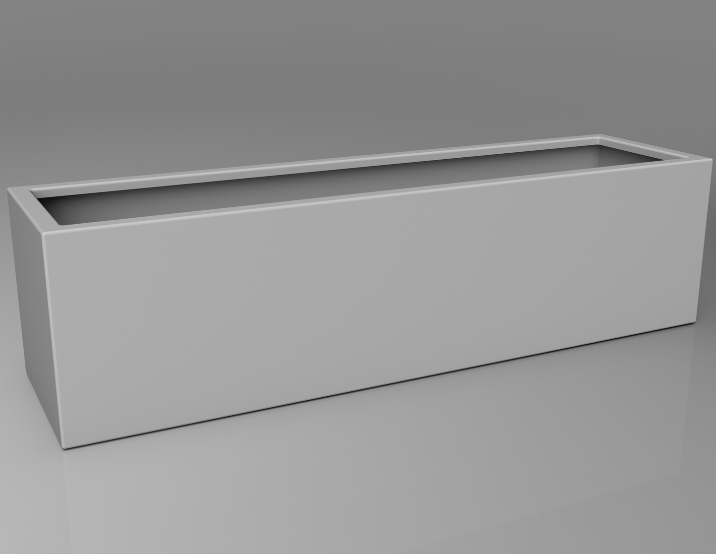 1500mm British manufactured trough metal planter in RAL9006 Silver, suitable for indoor and outdoor use.