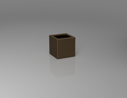 300mm British manufactured square metal planter in Special Effect Bronze, suitable for indoor and outdoor use.