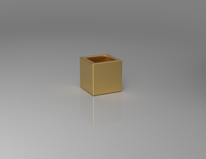 300mm British manufactured square metal planter in Special effect Gold, suitable for indoor and outdoor use.