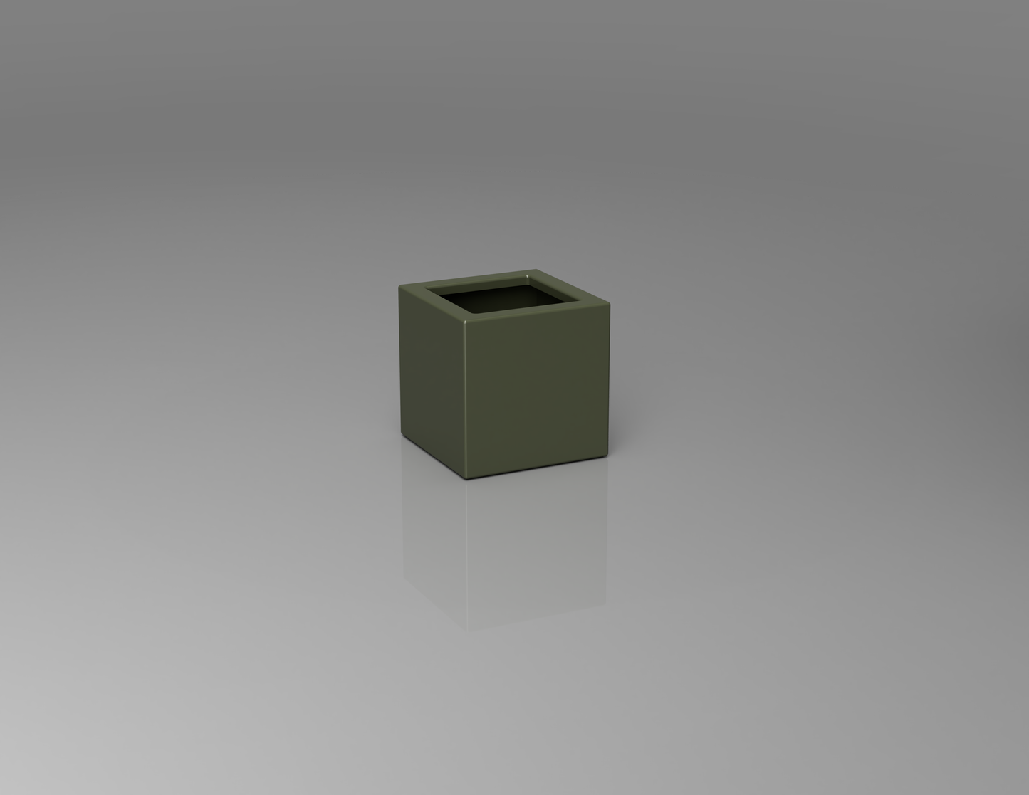 300mm British manufactured square metal planter in RAL6003 Olive Green, suitable for indoor and outdoor use.