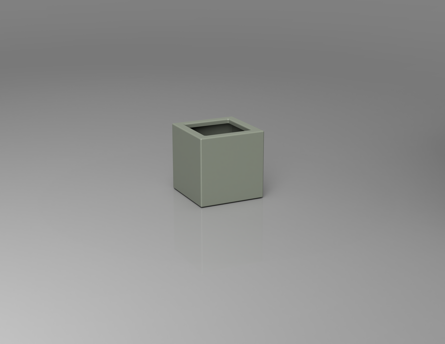 300mm British manufactured square metal planter in RAL7033 Cement Grey, suitable for indoor and outdoor use.