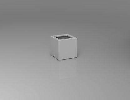 300mm British manufactured square metal planter in RAL9006 Silver, suitable for indoor and outdoor use.
