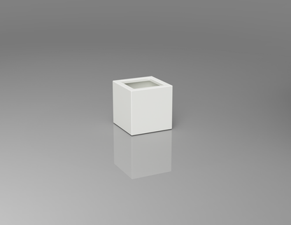300mm British manufactured square metal planter in RAL9016 White, suitable for indoor and outdoor use.