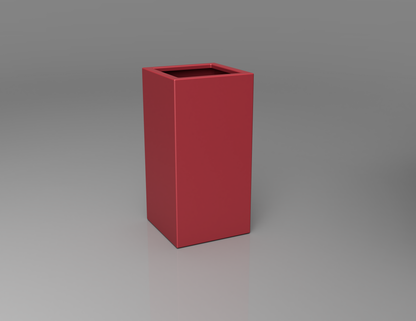 400mm British manufactured tall column metal planter in RAL3028 Red, suitable for indoor and outdoor use.