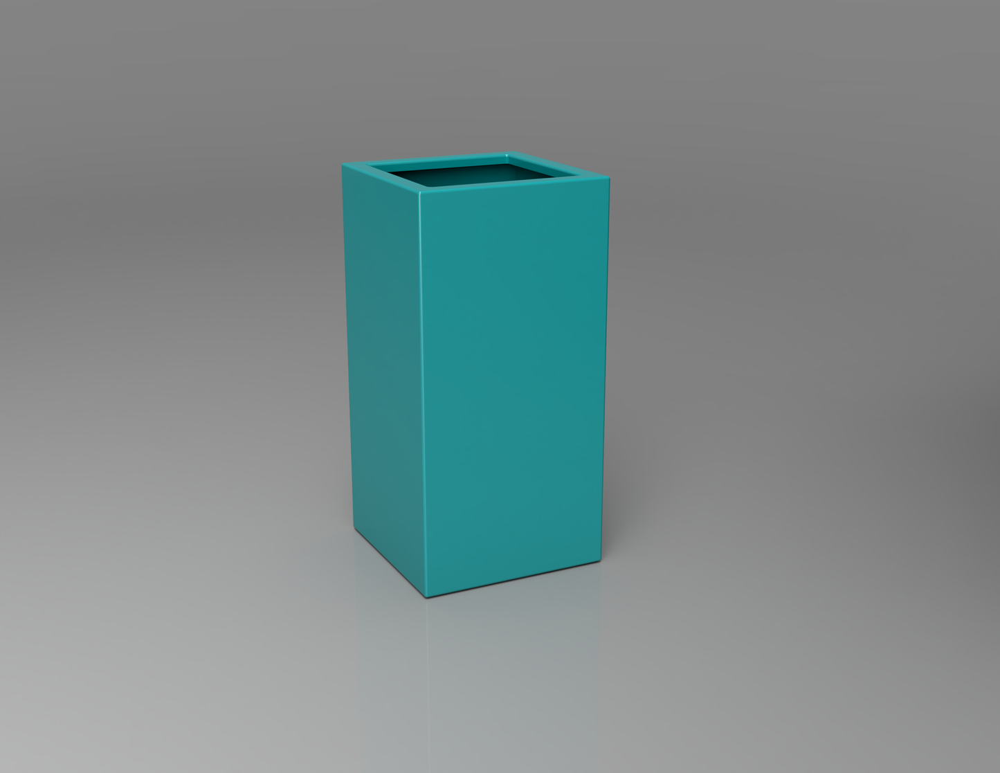 400mm British manufactured tall column metal planter in RAL5018 Turquoise, suitable for indoor and outdoor use.