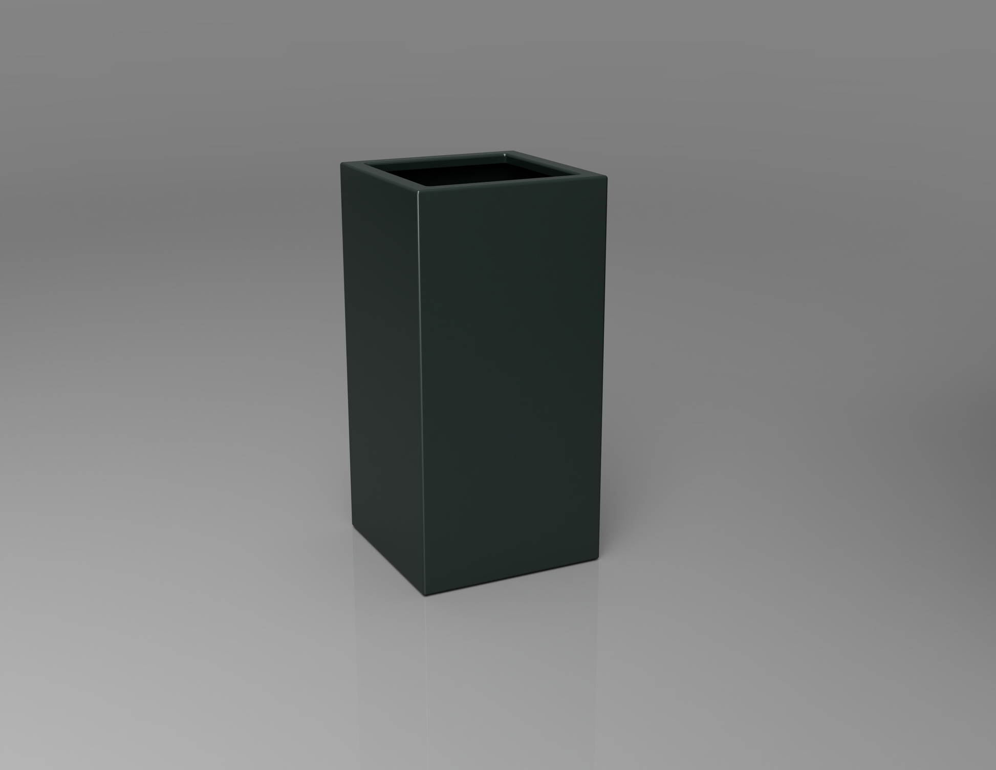 400mm British manufactured tall column metal planter in RAL6012 Black Green, suitable for indoor and outdoor use.