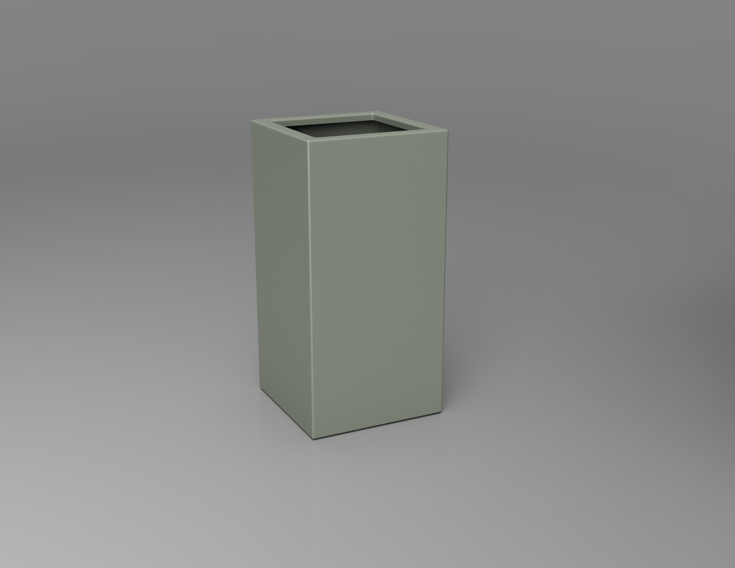 400mm British manufactured tall column metal planter in RAL7033 Cement Grey, suitable for indoor and outdoor use.