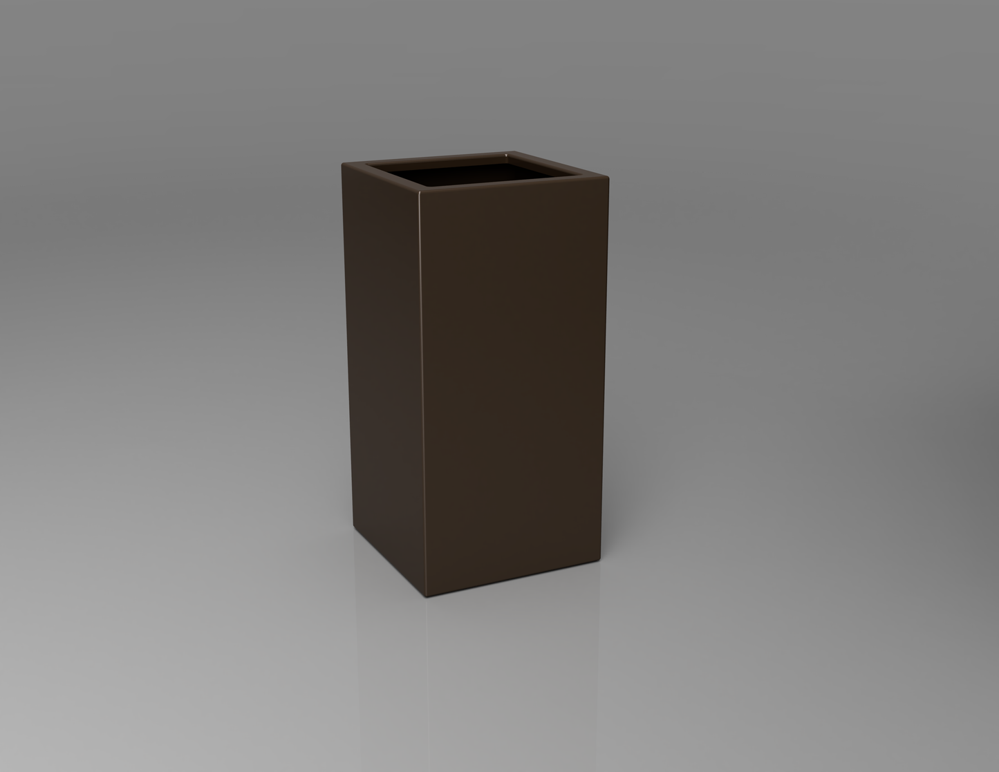 400mm British manufactured tall column metal planter in RAL8014 Brown, suitable for indoor and outdoor use.